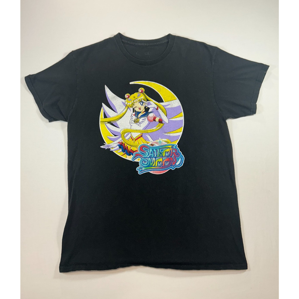 Sailor Moon Anime T-Shirt‎ Adult Med Black Graphic Tee Vintage Style Crewneck